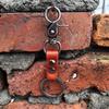 Vintage Style Men Leather Keychain With Secure Metal Clasp Durable Key Ring Functional Key Holder For Everyday Carry