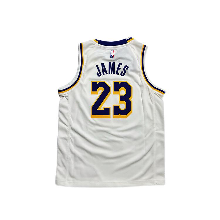 Nike X NBA Collaboration Tank Top Los Angeles Lakers James Brand Logo Letter Crew Neck Basketball Sleeveless Kids tops White 3Z2B7BZ1P-LAKJL