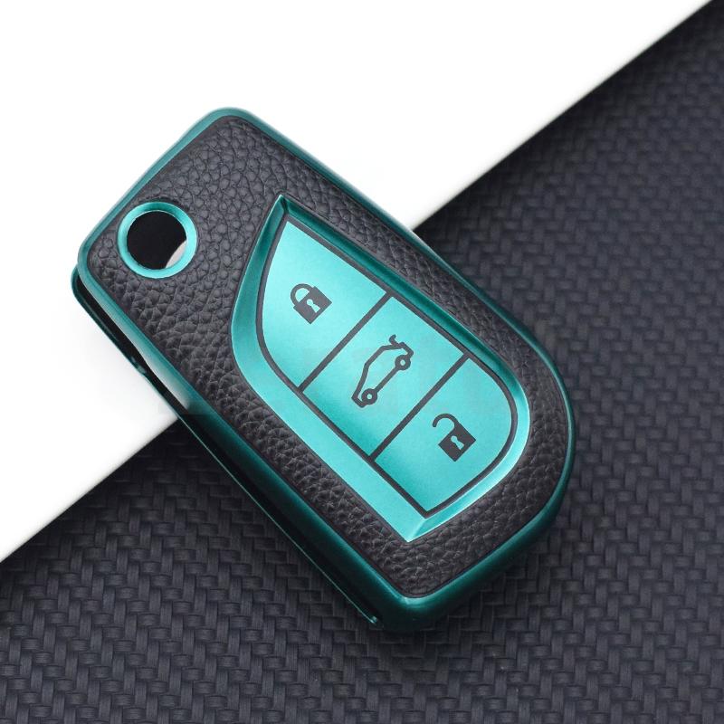 TPU Leather Car Key Cover Case Shell for Toyota Auris Corolla Avensis Verso Yaris Aygo Scion TC IM Camry RAV4 Forturner Hilux