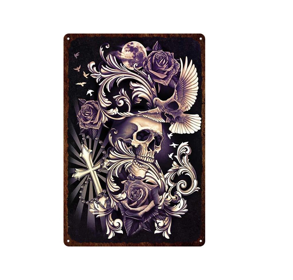 Skeleton Skull Tin Signs Mexican Festival Day of The Dead Tin Sign Vintage Metal Painting Poster Bar Man Cave Wall Plaques Decor