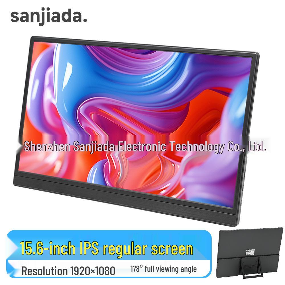 15.6" Portable IPS Monitor with Stand and Built-in Speakers for Office and Gaming