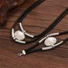Bohemian Necklace Bracelet Set Vintage Multi Layer PU Leather Rope and Oval Metal Pendant Jewelry Accessories for Women