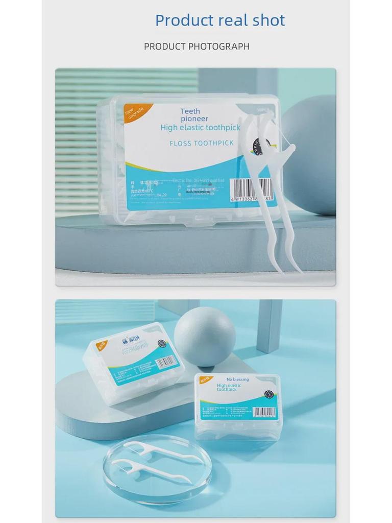 10 Boxes Mixed Dental Kit: Plastic Toothpicks, Disposable Floss Sticks, Flat Wire Floss, Portable Floss Box for Home & Commercial Use