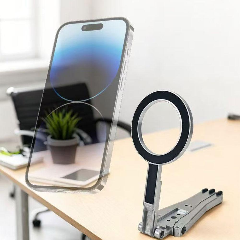 Foldable Phone Tripod For iPhone 16 15 14 Portable Dual-sided Magnetic Tripod Desk Mount Phone Handle Holder Accessories