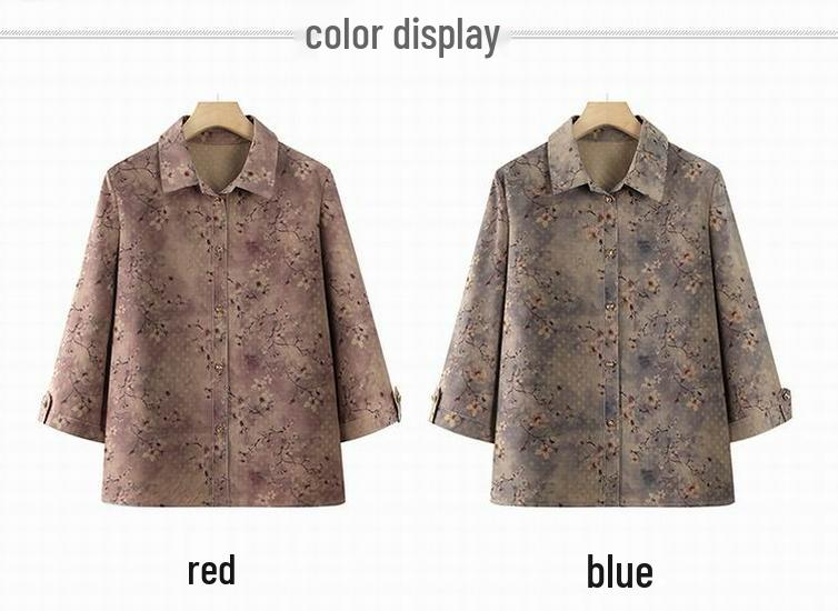 Grandma's Summer Thin Mid-Sleeve Cardigan, Ideal for Middle-Aged & Elderly, Seven-Sleeve Set for 70-Year-Old Moms