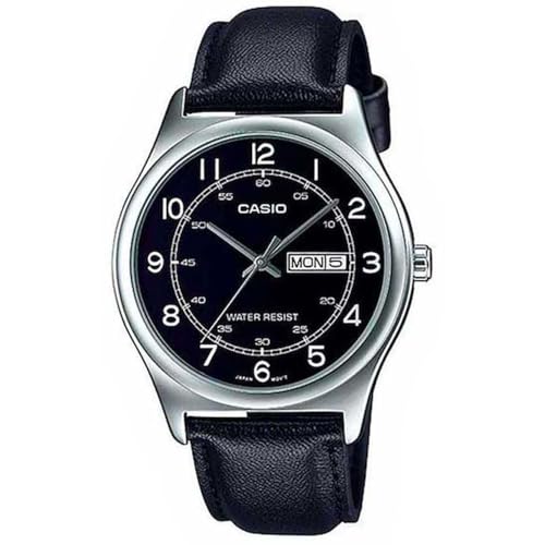 

Casio MTP-V006L-1B2 Мужские Аналоговые Наручные Часы Классические Черный Кожаный Ремешок Черный Циферблат с Числами День Недели Дата