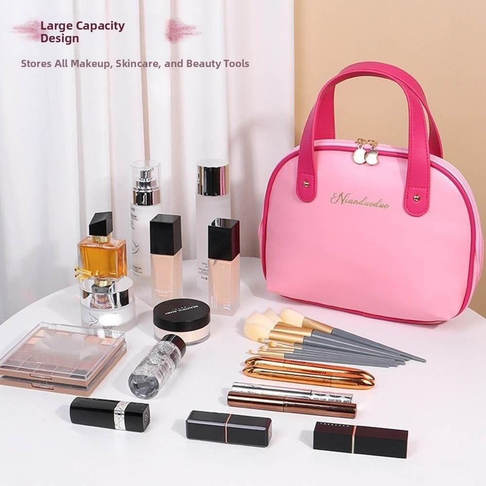 Storage Container PU Cosmetic Bag Large Capacity Washing Bag Portable Handheld  Make Up Bag  Girls