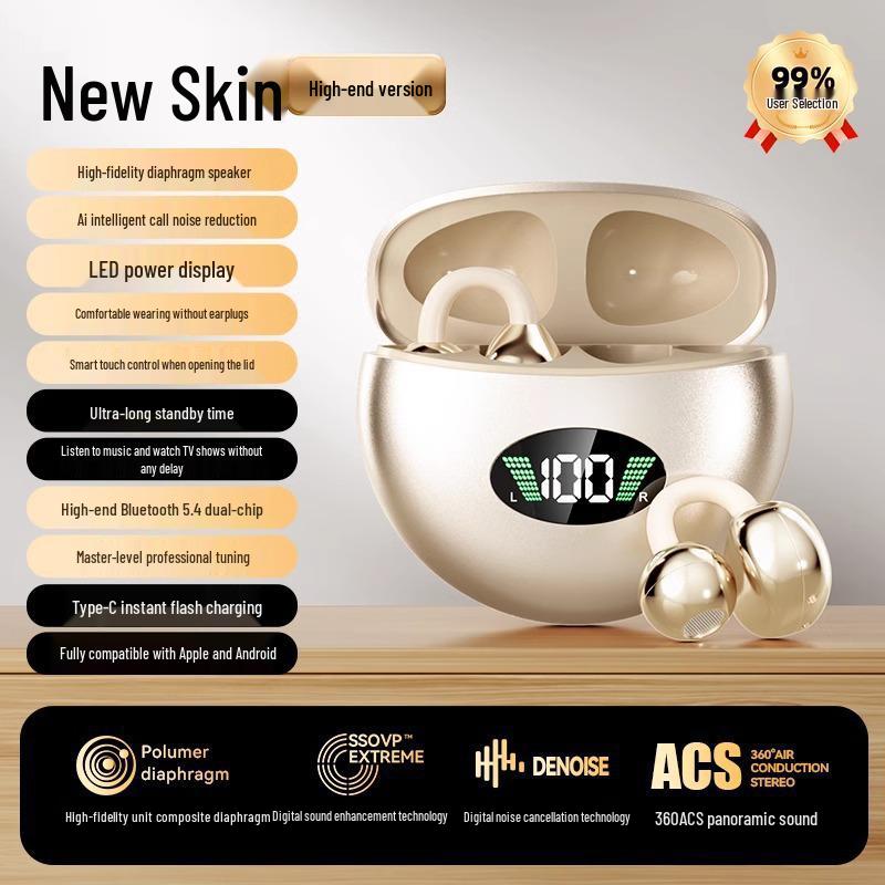 

Bone Conduction Clip-on Bluetooth Earphones: High Sound Quality, Noise Reduction, Long Battery Life, Universal Fit for Sports