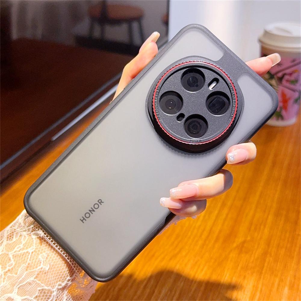 Husă Pentru Honor Magic7 Pro 5G Inel Lentilă Roșie Rezistentă la Șocuri TPU+PC Translucidă Acoperire Telefon