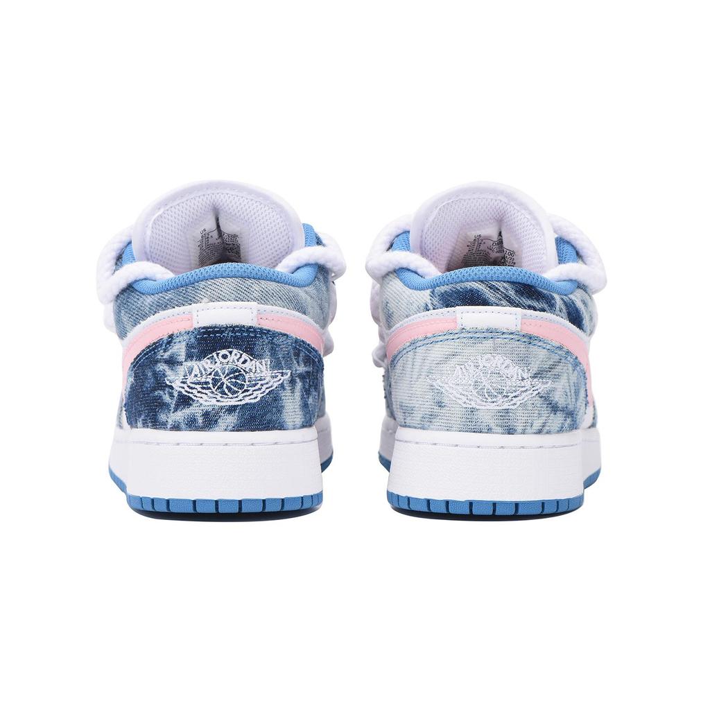 Jordan Air Jordan 1 Washed Denim Slip Resistant Abrasion Resistant Low top Vintage Basketball Shoes GS White Blue DM8947-100(Team265-SBOX)