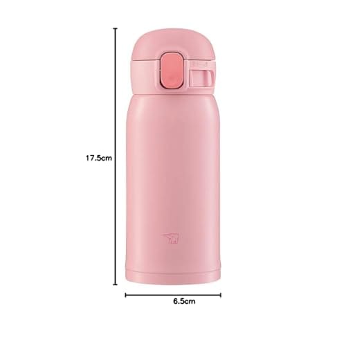 ZOJIRUSHI One-Touch Stainless Steel Mug, Seamless, 0.36L, Peach Pink, SM-WA36-PA