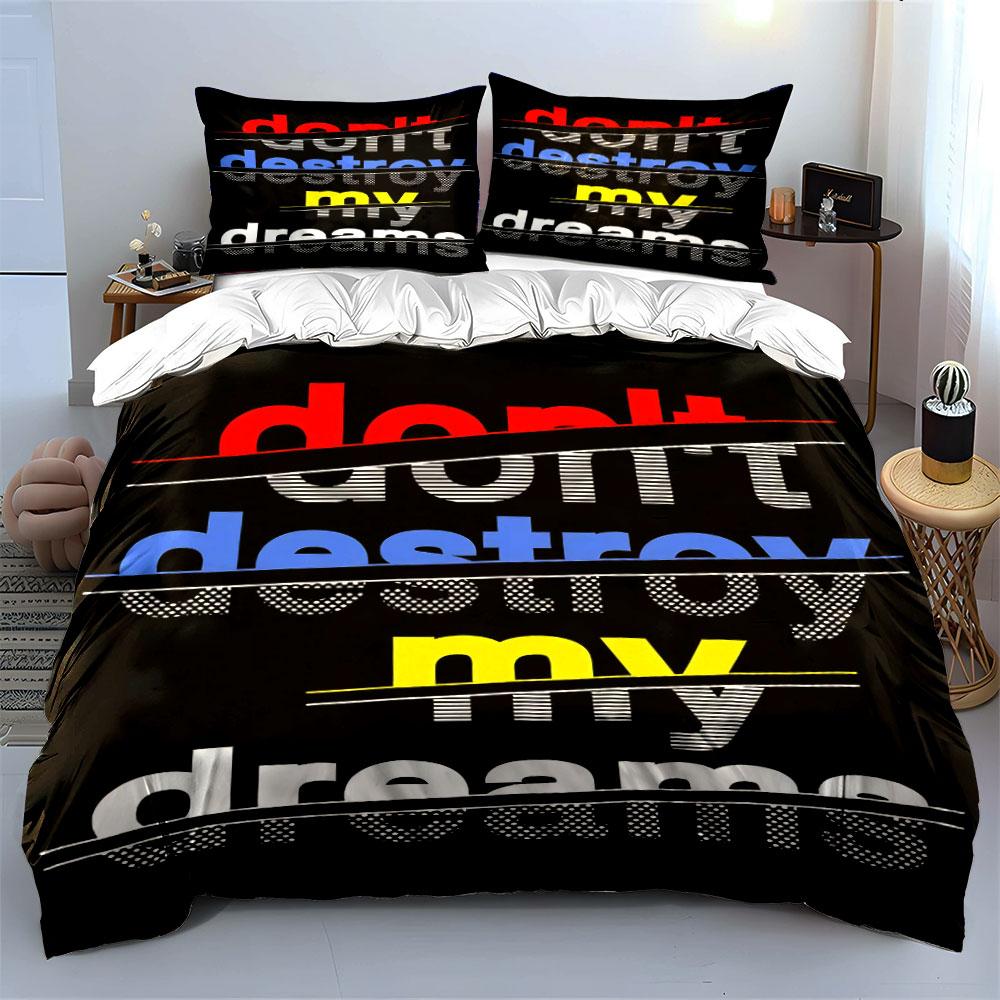 Bold multicolor text design. Bedding sets Duvet cover sets Duvet covers Pillowcases(1 * Duvet Cover 2 * Pillowcases without duvet insert)
