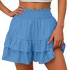 Womens Summer High Waist Ruffle Skirt Cute Flowy  Skirt Casual Comfy Elastic Shorts Wrap Beach Shorts
