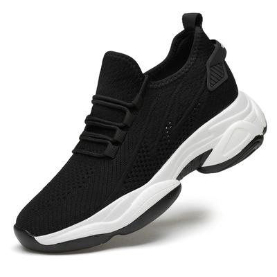 Men's Round Head Mesh Casual Sports Shoes Front Lace-up Shallow Mouth Dad Invisible Height Increase Men's Shoes Casual Men's Sports Single