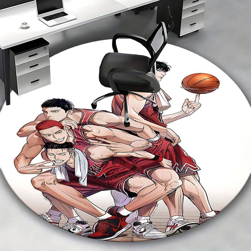 1pc Anime Basketball Players Round Carpet - Office Chair Mat, Anti-Slip Rug for Home Decor, Living Room, Bedroom, Game Room