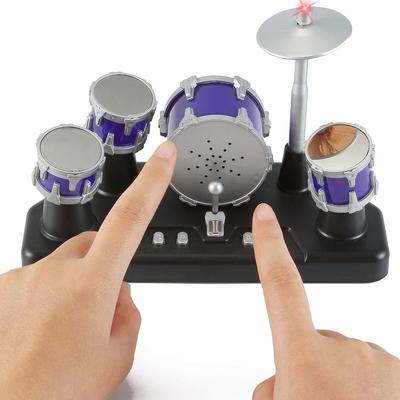 Fingertrommel-Set, elektronisch, Mini-Desktop, kleines neuartiges Spielzeug, Schreibtisch-Instrumentenspiel mit Geräuschen und Lichtern für Kinder, Erwachsene