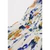 New European & American Style V Neck Print Waist Cinched Slim Fit Long Maxi Dress for Women