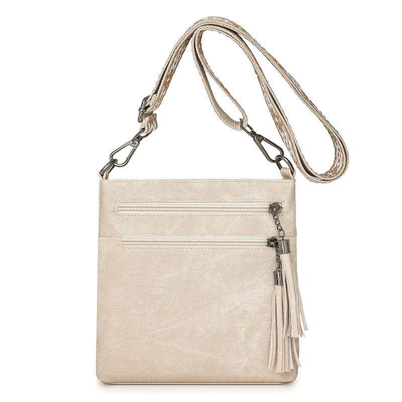 

Модная многослойная повседневная женская одноплечевая сумка с винтажным джинсовым кроссбоди бежевый
