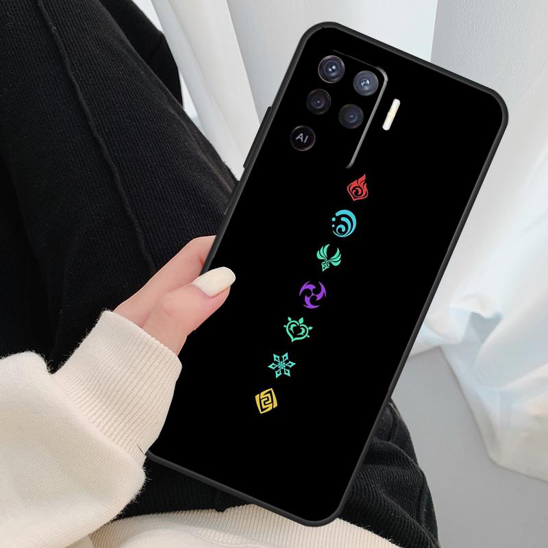 Genshin Impact Elements Case For Oppo A18 A38 A58 A78 A98 A80 A60 A40 A96 A76 A16 A94 A74 A54 A15 A17 A57 A77 A5 Pro