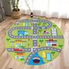 Traffic Road Kids Play Round Rug Educational Theme Children's Crawling Floormat Absorbent Soft Home Decor Carpet