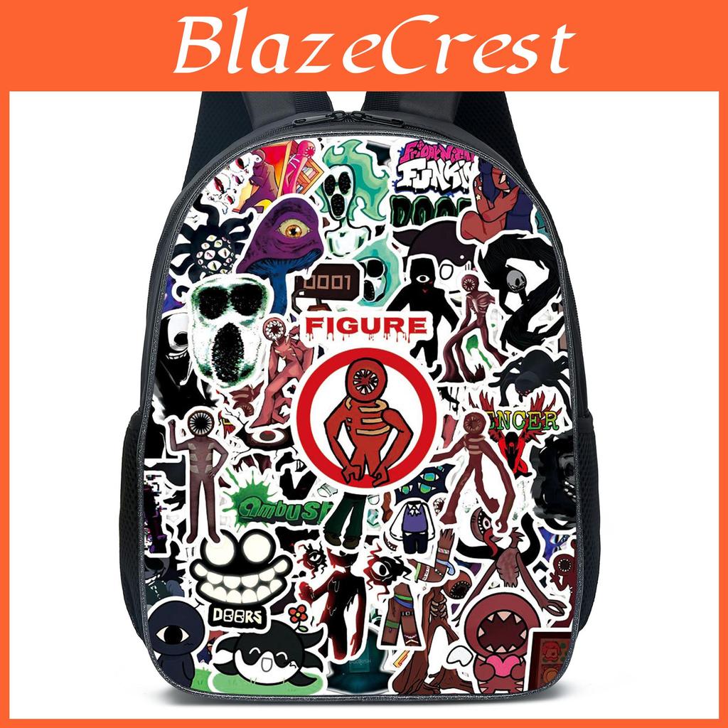 Rucsac Roblox Doors Cartoon pentru Copii cu Material Oxford Respirabil pentru Utilizare Școlară