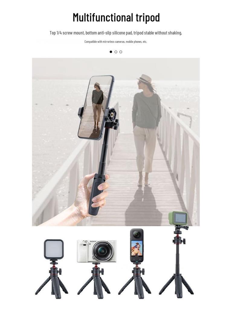 Compact Extendable Aluminum Tripod for Camera and Mobile, Handheld Photo & Selfie Stick