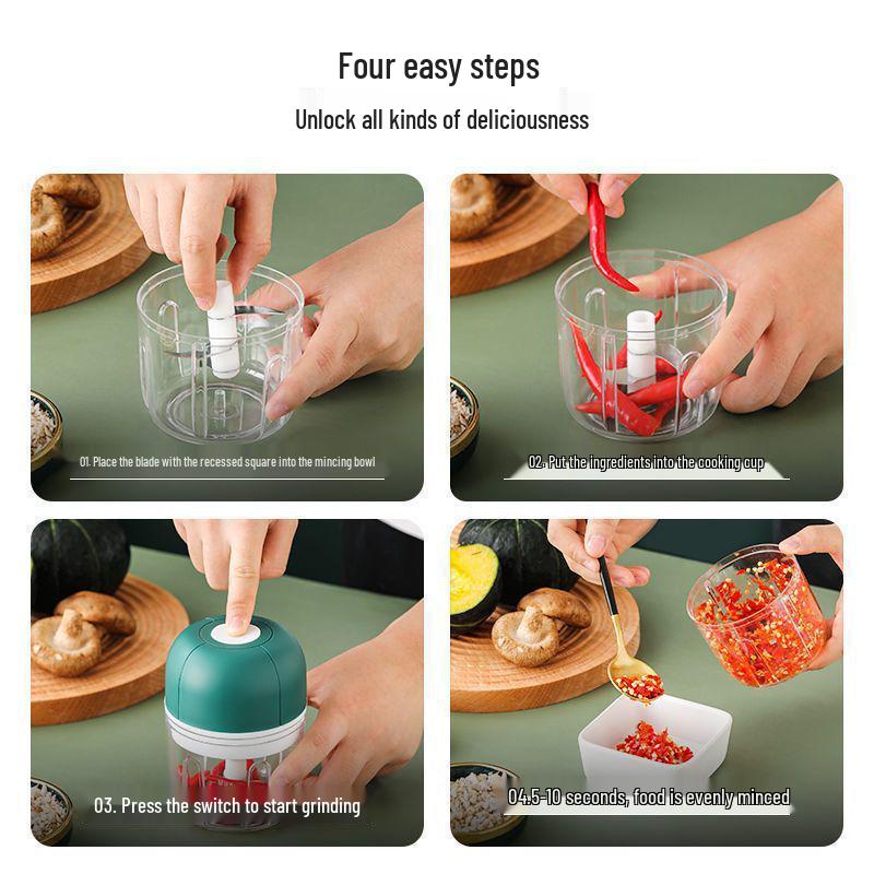 Electric Garlic Press & Chopper: Auto Minced Garlic & Meat Grinder