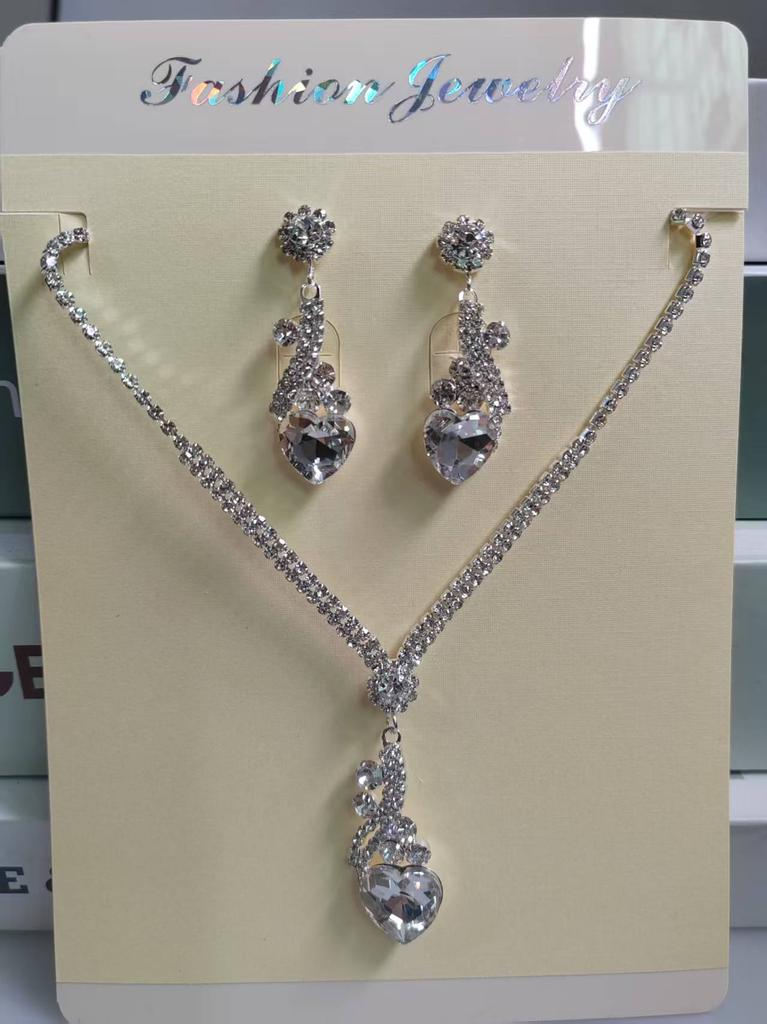 2026 Jewelry Set Water Drop Geometric Crystal Necklace Earrings Two-piece Set Jewelry Women