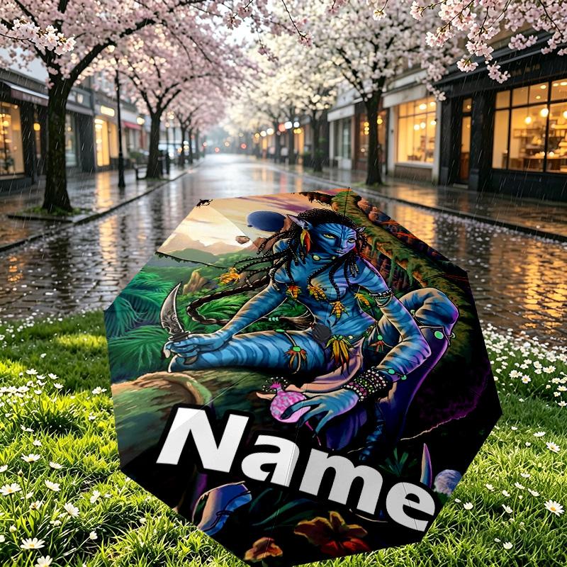Custom Name Personalized Avatar Print Umbrella, Auto Open Close, 8‑Rib Sturdy Frame, Commute Camping Hiking Use, Birthday Gift