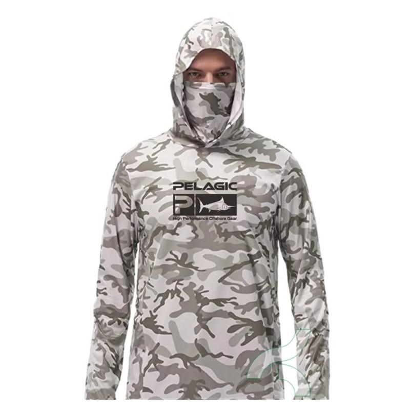 PELAGIC Mask Collar Outdoor Fishing Suit Hoodie Light Sunscreen Ice Silk Long-sleeved Luya M