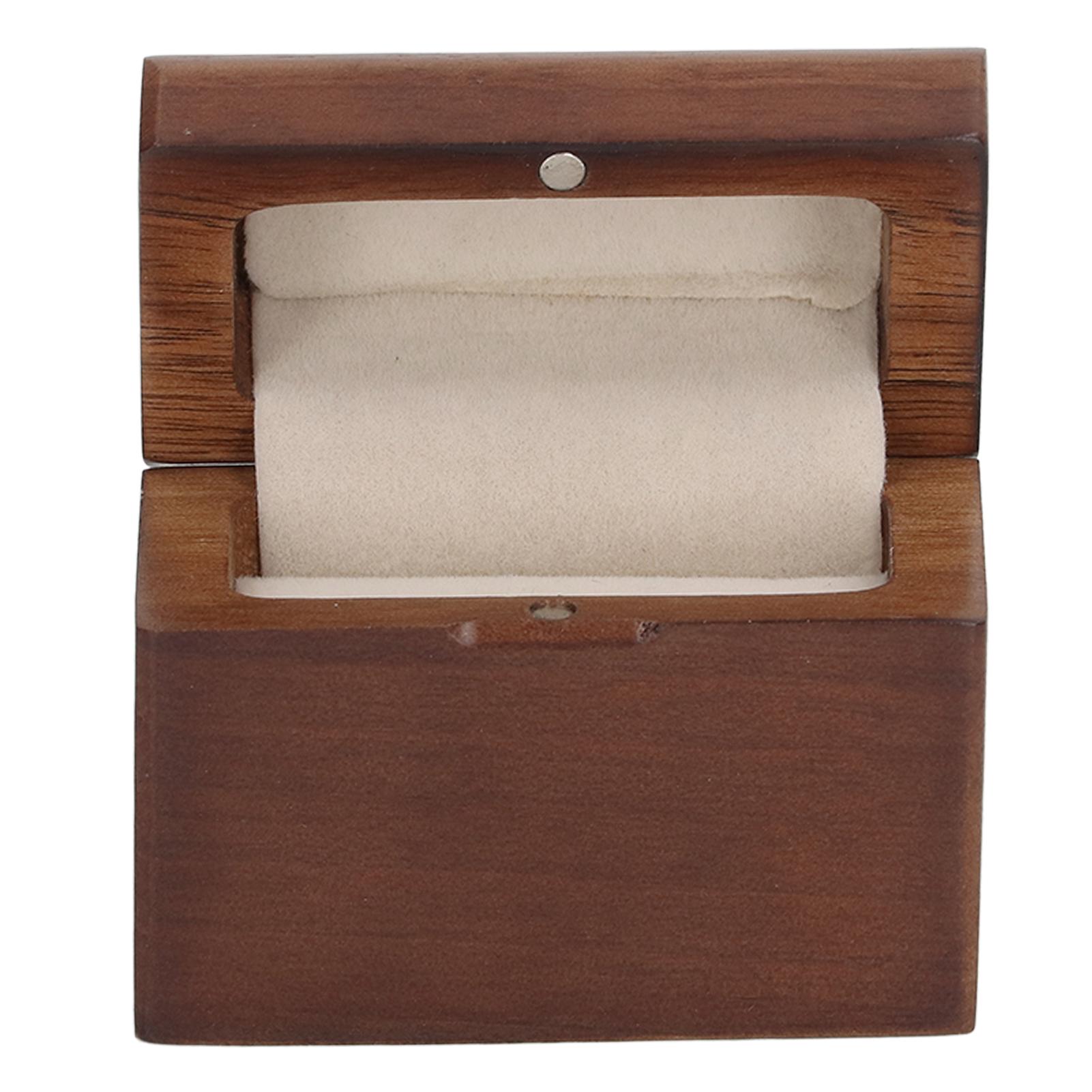 

Коробочка для кольца Вкладыш Флис Материал Орех Ретро Стиль Матовая Отделка Коробочка для обручального кольца для ювелирных изделий
