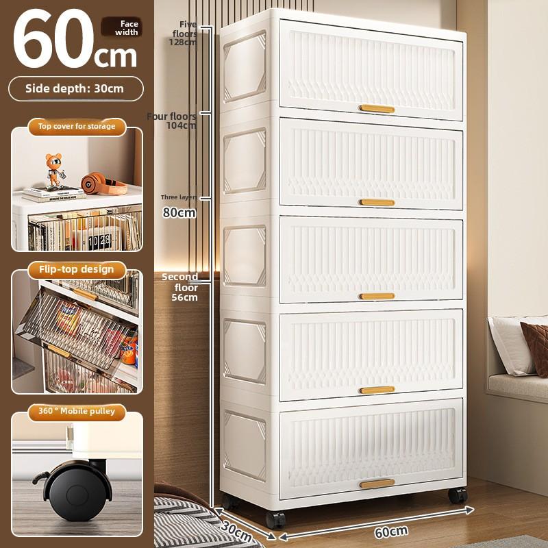 Household Folding Storage Cabinet Flip Large Capacity Bedroom Clothes Locker Multi-layer Installation-free