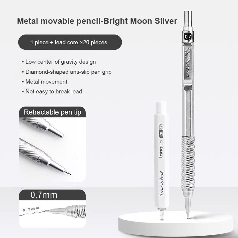 0.3 0.5 0.7 mm Full Metal Mechanical Pencil Low Center of Gravity Retractable Nib Automatic Pencils Art Drawing Sketch Pencil