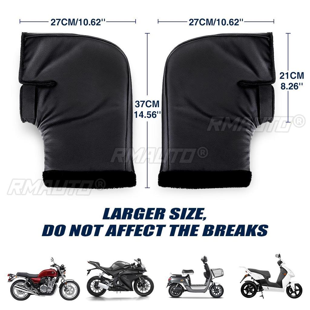 1 Pair PU Motorcycle Handlebar Hand Muffs Waterproof Winter Thickened Warm Handlebar Gloves Riding Gloves for Scooter Motorbike