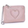 Women's Leather Coin Purse with KeyChain Small Zipper Heart pattern Change Pouch for Women Wallet Hanging Buckle Coin holders