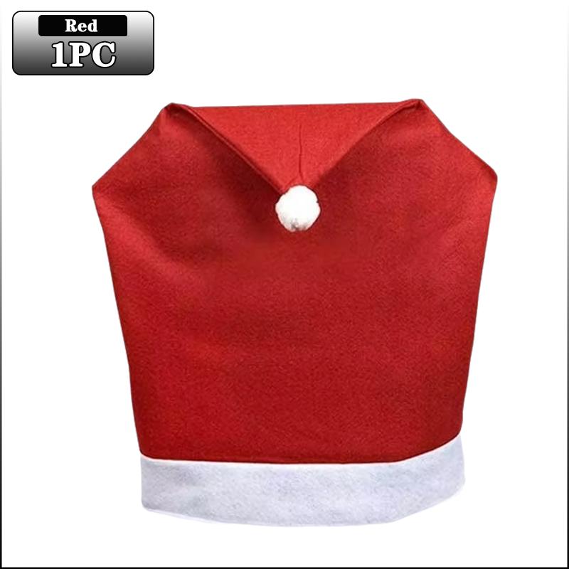 

1-12PCS Santa Claus Hat Chair Covers Christmas Chair Back Covers Festive Dining Table Decoration Holiday Party Home Decor as shown