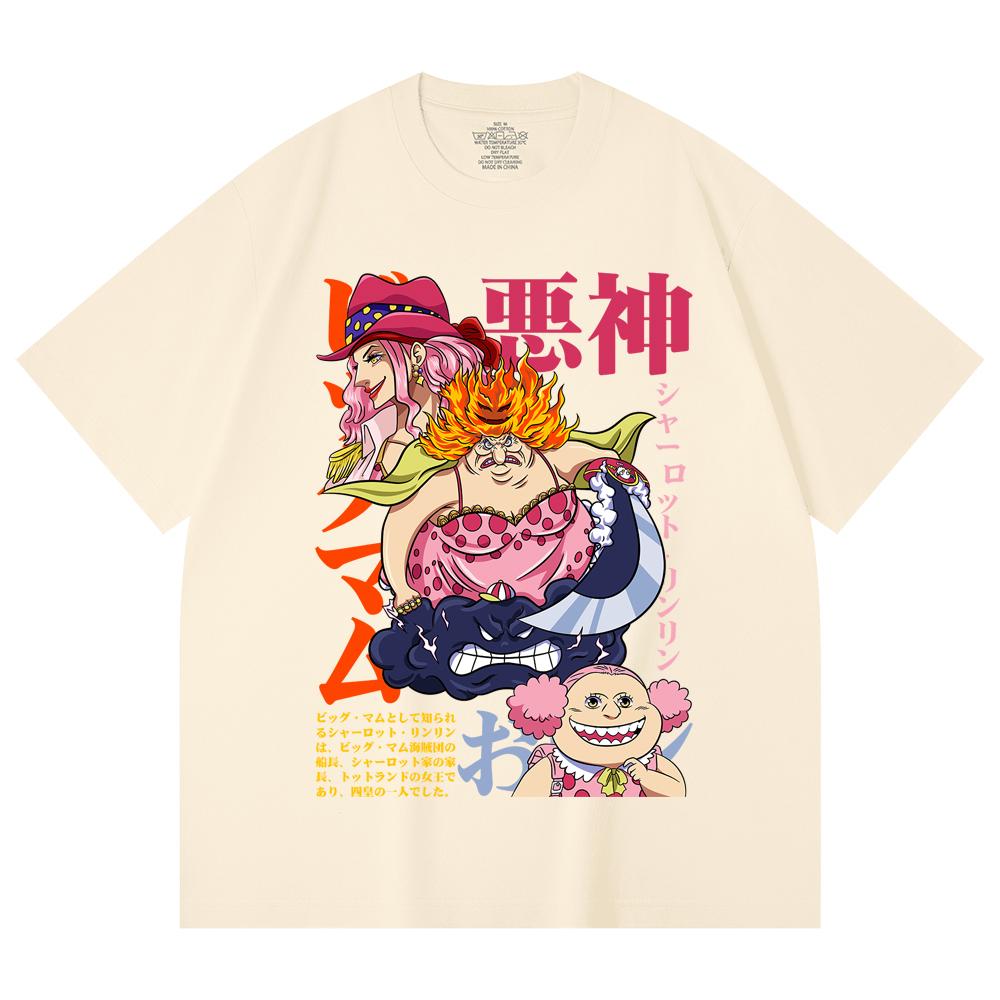 

230 Gsm 100% Cotton One Piece V37 Big Mom Print Unisex Heavy Cotton T Shirt XS абрикосовый