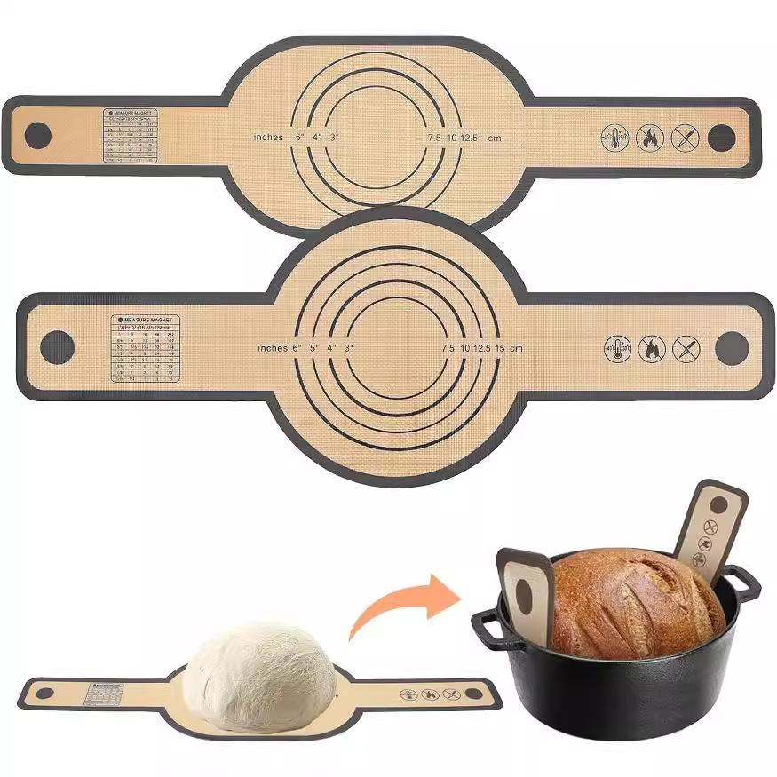 S1032026122 Silikon Brot-Schlaufenmatte für Dutch Oven Tragbar Lange Griffe Antihaft Wiederverwendbare Matte Leicht zu Reinigen Sauerteig-Transfer