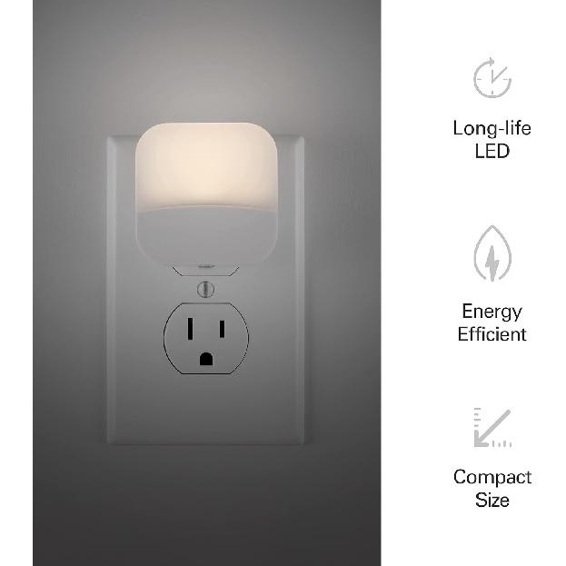 Lights by Night Plug In Night Light Bedroom Decor Apartment Essentials LED Lights Ambient Lighting Dusk to Dawn Sensor Nightlight Bathroom, Square 6