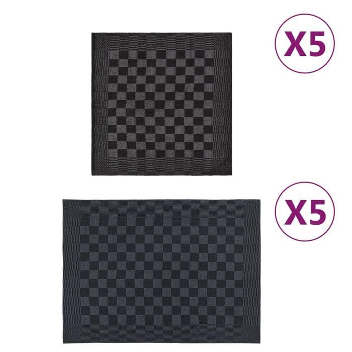 VidaXL Ensemble de Serviettes 10 pcs, Torchons Absorbants de Séchage, Chiffons de Nettoyage, Essuie-mains de Cuisine Salle 136285