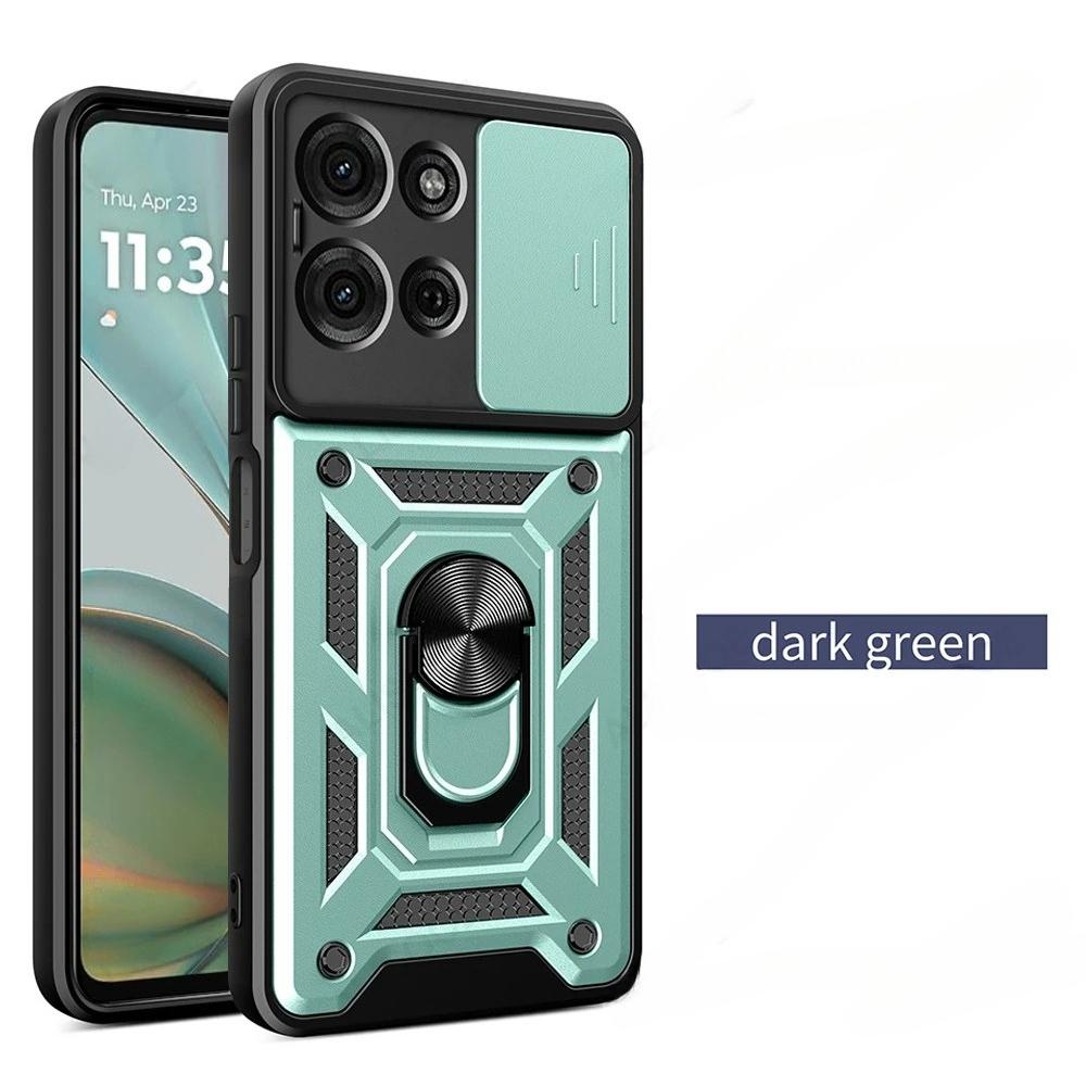 Military Magnetic 360°Rotate Bracket Armor Case For Motorola Moto G75 G85 G55 G35 G56 G86 Anti-Drop Slide Camera Protector Cover