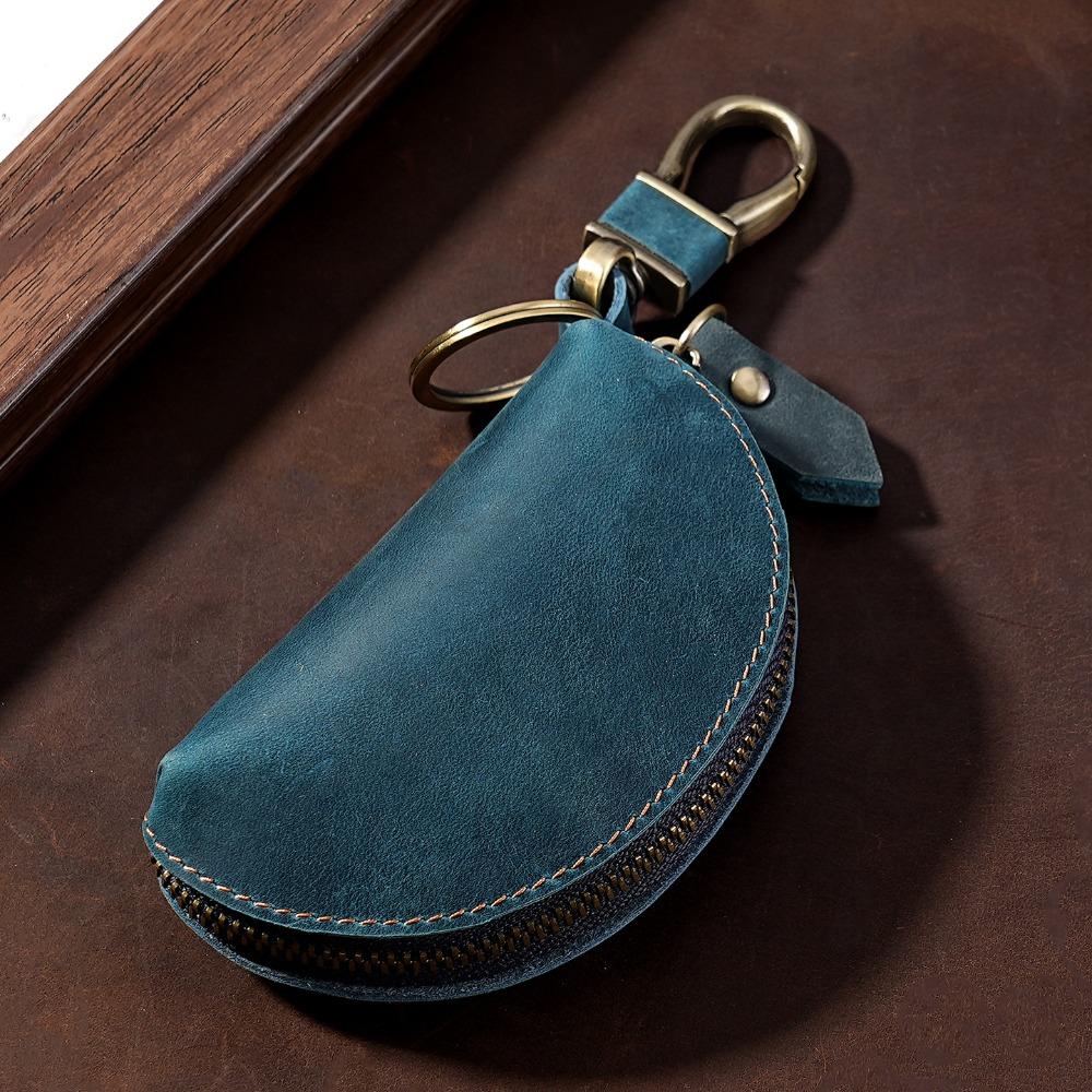 Crazy Horse Leather Car Key Pouch Genuine Leather Key Holder  for Secure Keys Storage