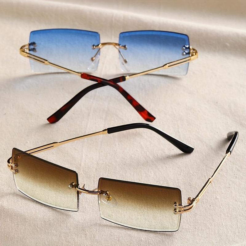 2 Pairs of Rectangular Frameless Versatile Fashionable Women'S Daily Glasses