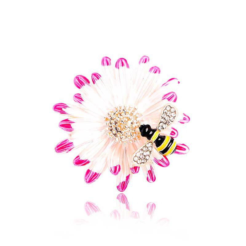 Dripping Rhinestones Chic Sweet Daisy Bee Brooch Female, Stylish Matte Corsage Jacket Accessories