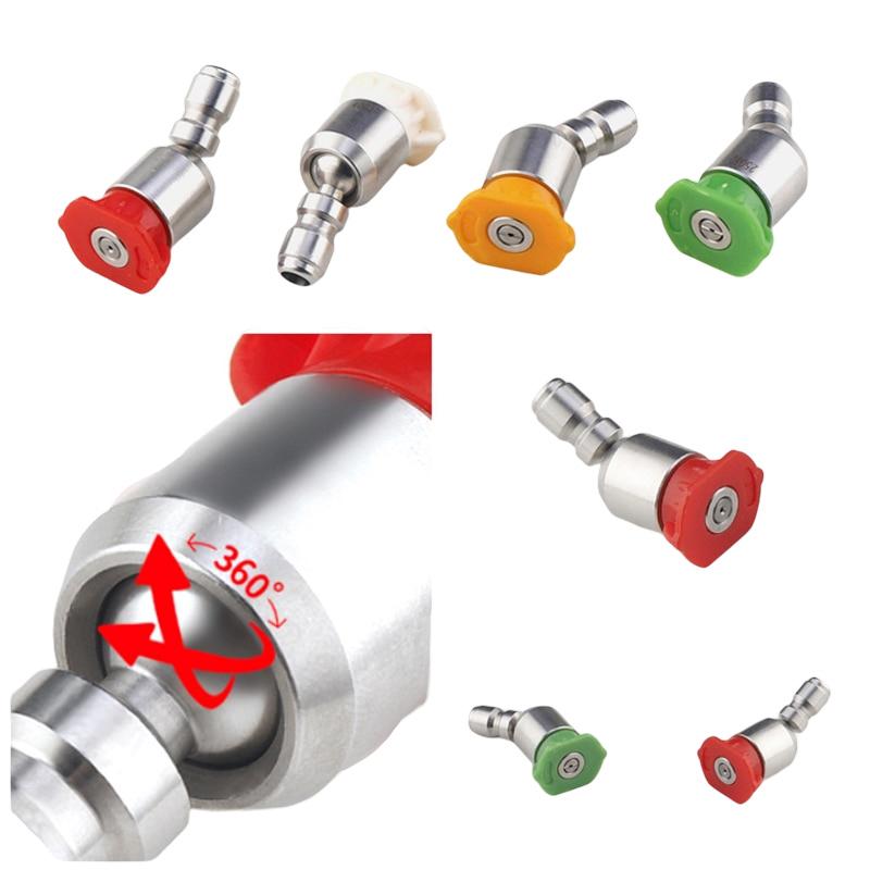 360 Degree 1/4" Stainless Steel Quick Connect High Pressure Spray 0 15 25 40 Degree Nozzle Car Wash Accessories