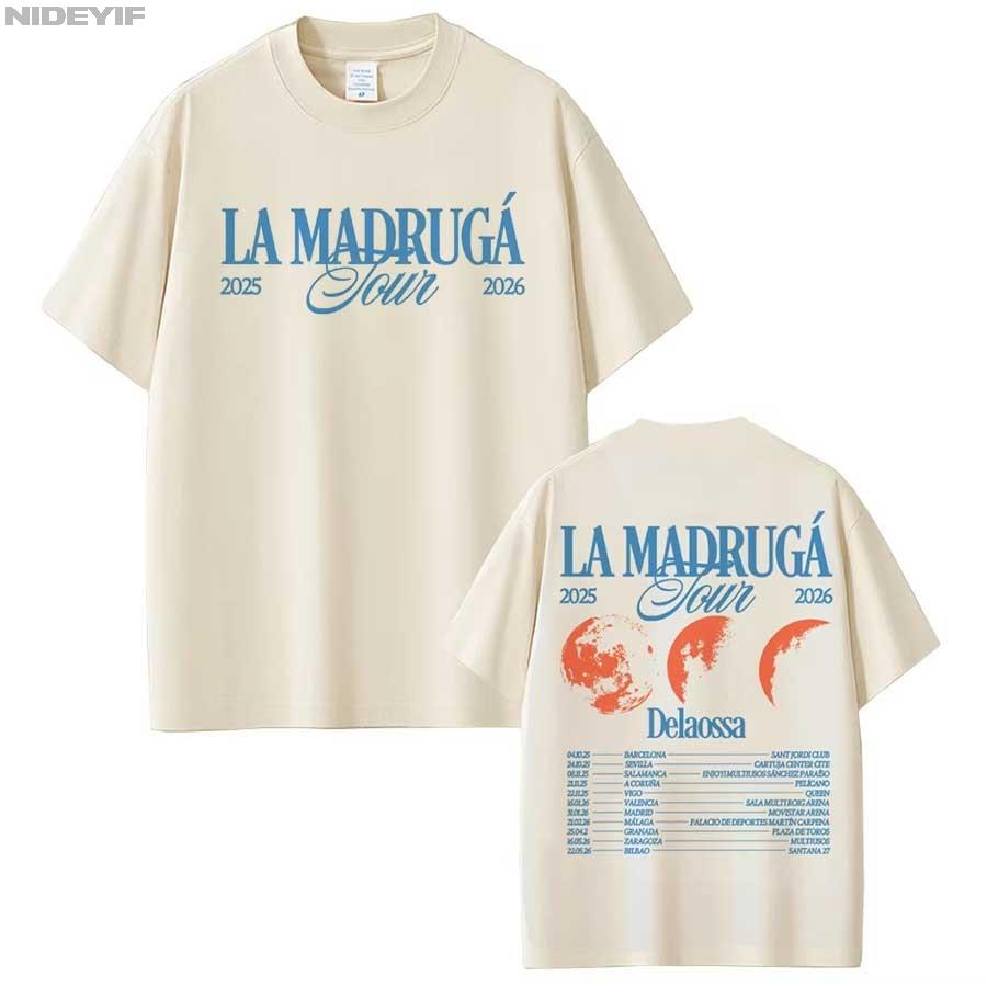

Rapper Delaossa La Madruga Tour 2026 T shirt for Men Women Hiphop Streetwear Oversized Tops 100 Cotton TShirt DLS2 S