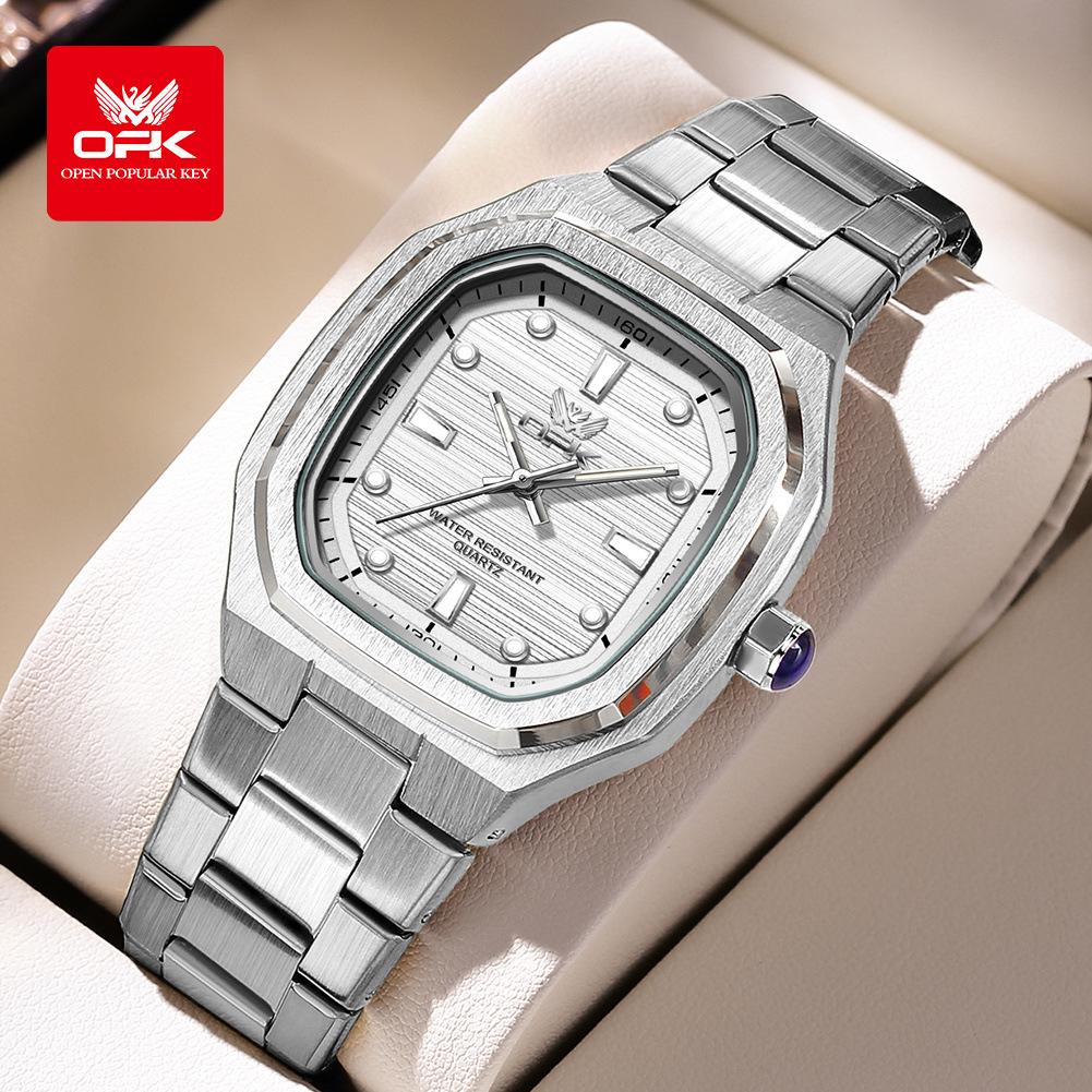 Mens Classic Analog Watch Octagon Square Case Quartz Movement Waterproof Luminous Wrist Watches