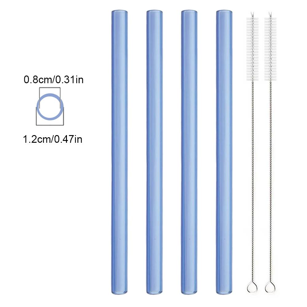 

Соломинки из высокопрочного боросиликатного стекла, прямые, многоразовые, для питья, соломинка для чая с пузырьками Boba, молочные коктейли, фруктовые коктейли, барные аксессуары синий