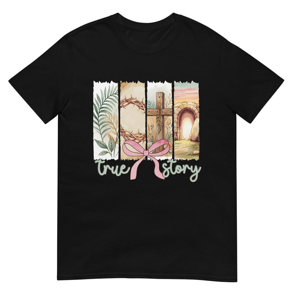 Реальная История Он Воскрес Ретро Христианская Пасхальная Кокетливый Бант Футболка 4XL