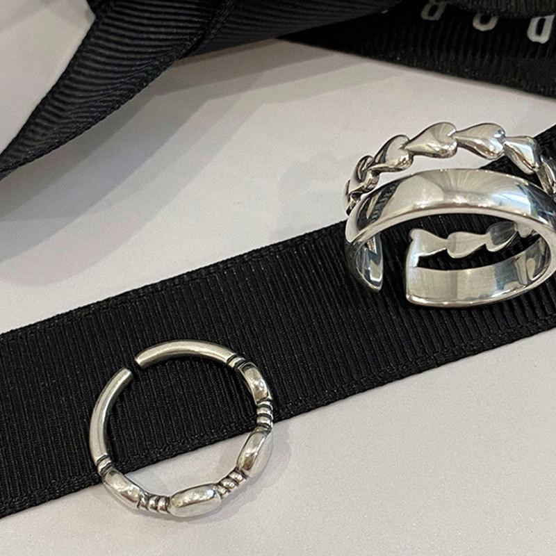 Adorable Korean-inspired Adjustable Heart Shaped Double Layer Silver Ring 2021 Trendy Design For Fashion Enthusiasts